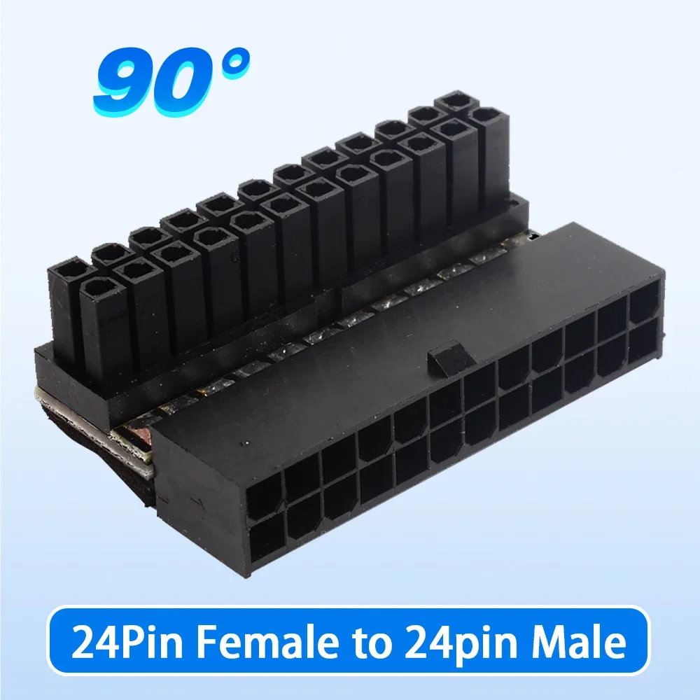 ATX 24Pin Female To Male 90 Degree Power Adapter Mainboard Motherboard For Desktops PC Supply