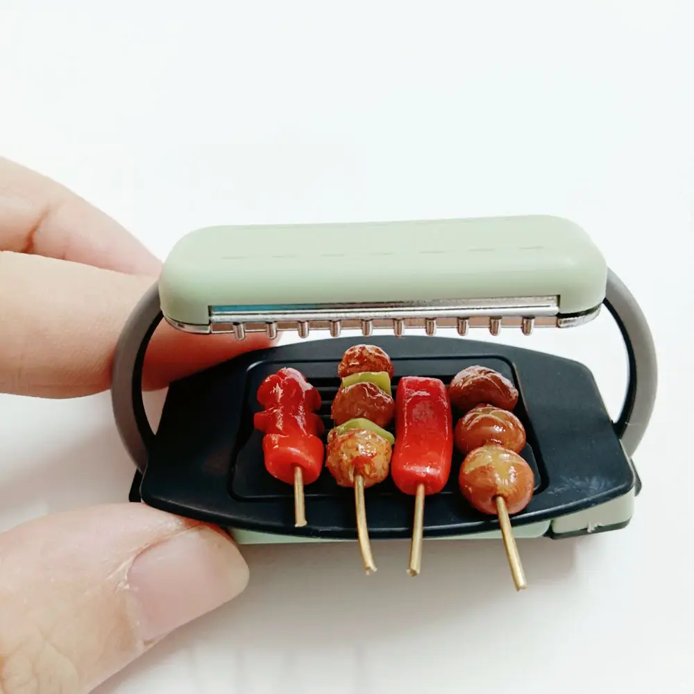 New 1/6 Scale Dollhouse Miniature Barbecue Roasters Mini BBQ Meat Ball Sausage Food for Doll House Kitchen Play Toys Accessories