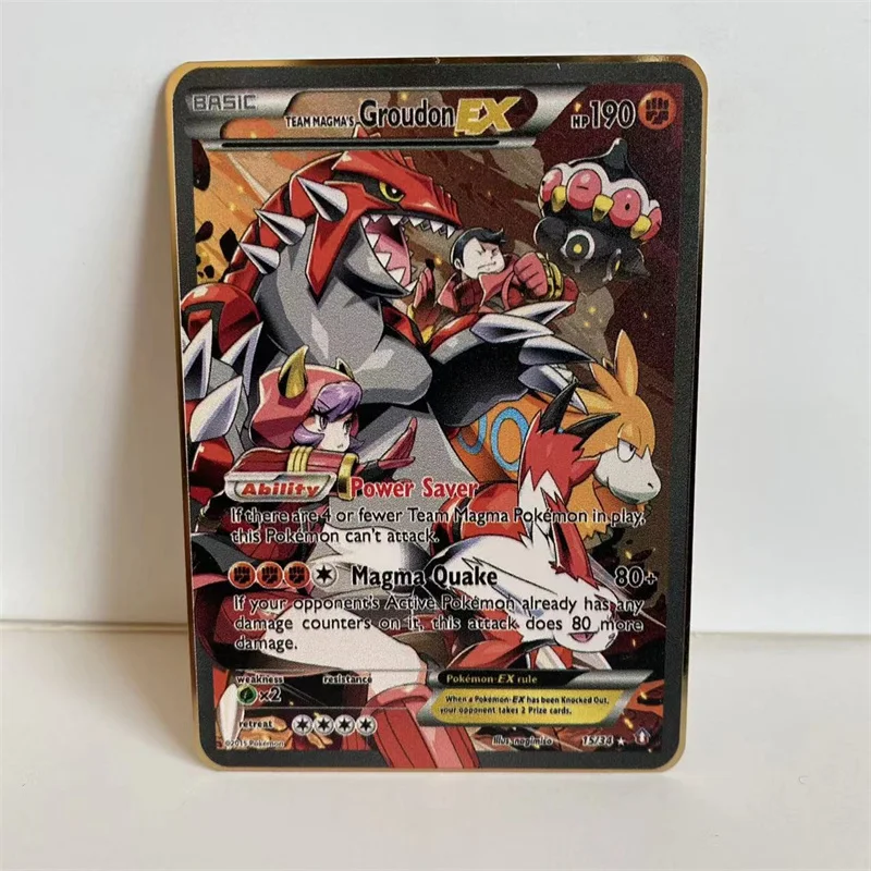 5/10Pcs wholesale DIY Pokemon Metal Cards Groudon Kyogre Rayquaza VMAX English Pokémon Stainless Steel Game Collection Card