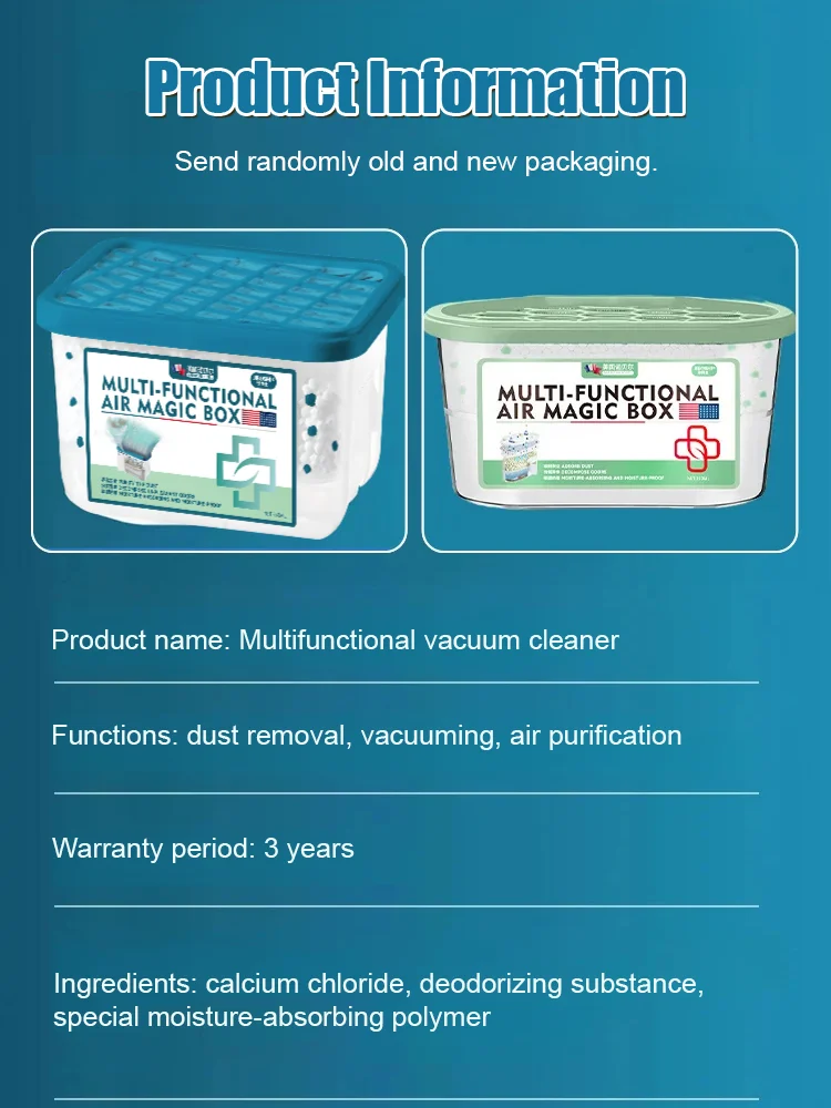 Portable Automatic Dust Box Absorbent Dehumidifier Air Freshener Lasting Moistureproof Dust Removal Box for Home Closet Bedroom