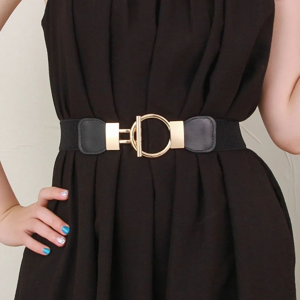 

Exquisite Elastic Waistband Casual Round Buckle Waist Strap Waist Belts Women
