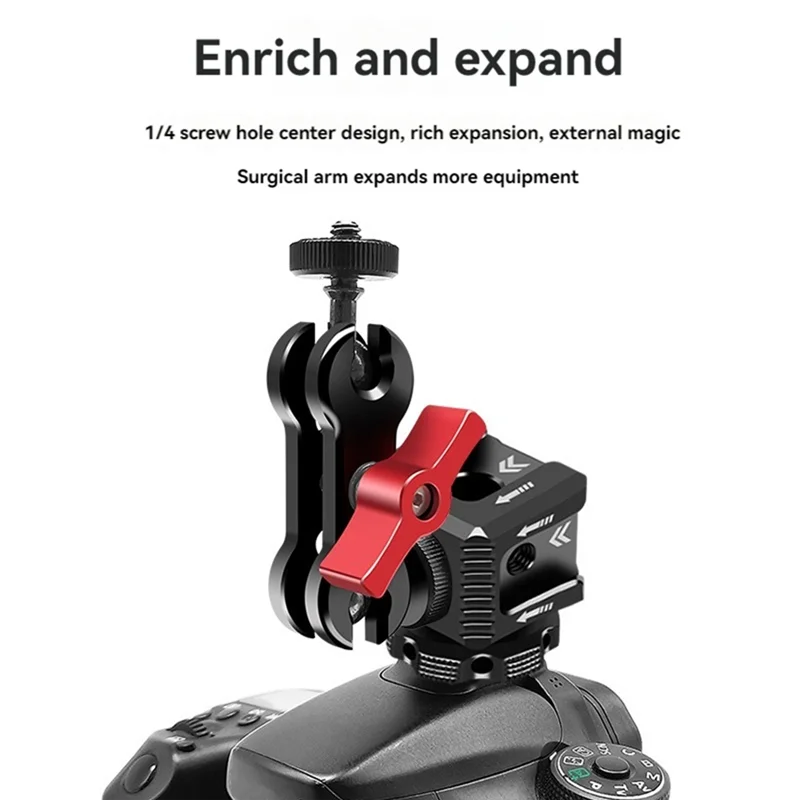 Practical-Triple Hot Shoe Mount Adapter 1/4 Arri Hole Hot Shoe Monitor Base Mic Fill Light Bracket Holder For SLR Camera Cage