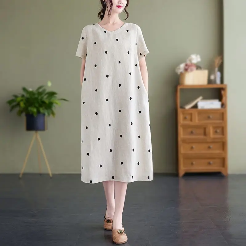 Nova chegada artística floral impressão midi dr na altura do joelho saia linha a material de algodão v-ne ort sve verão dr