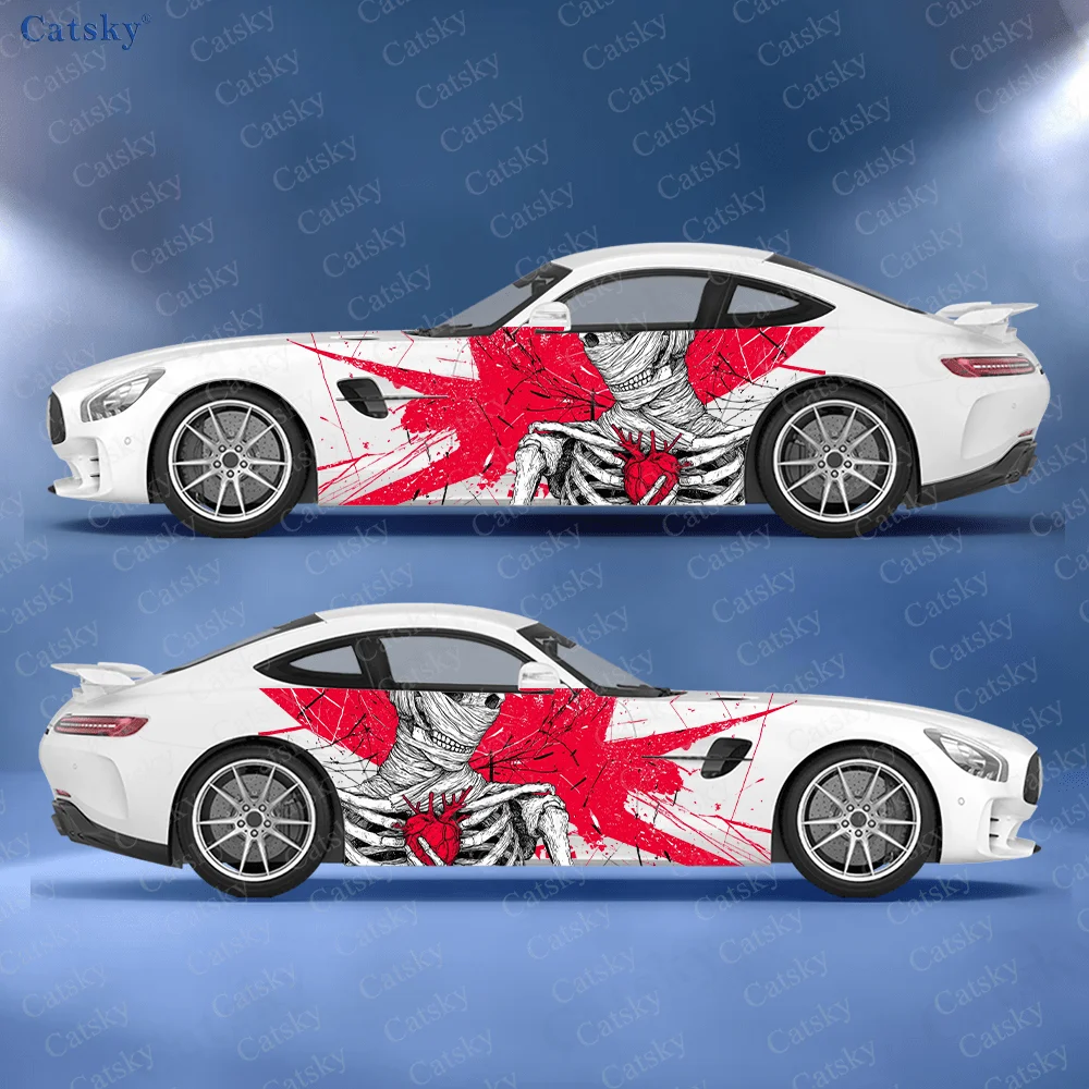 

Повязка в виде сердца с черепом, украшение на боковую наклейку автомобиля, водонепроницаемая ПВХ-наклейка, устойчивая к царапинам, защита автомобиля, автоаксессуары в подарок