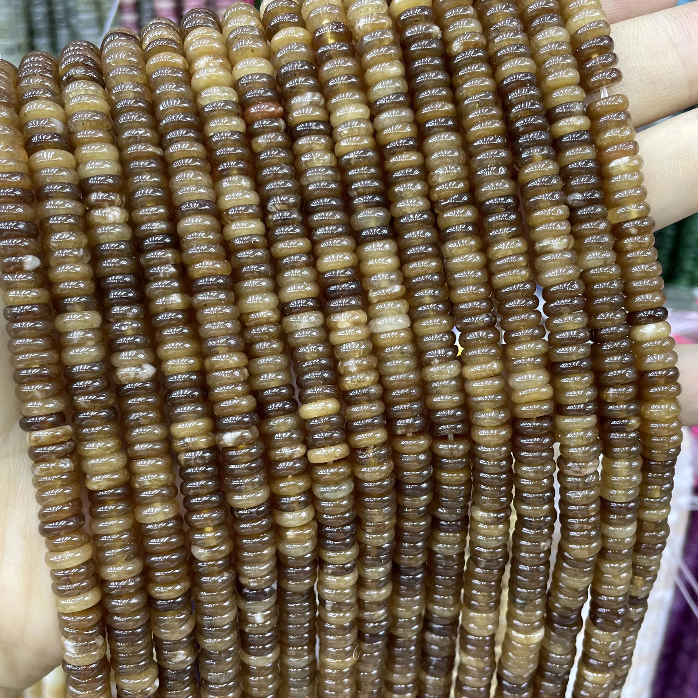 

2X6MM Natural Stone Flat Rondelle Coffee Chalcedony Abacus Spacer Beads For Jewelry Making Diy Bracelet Necklace Accessories