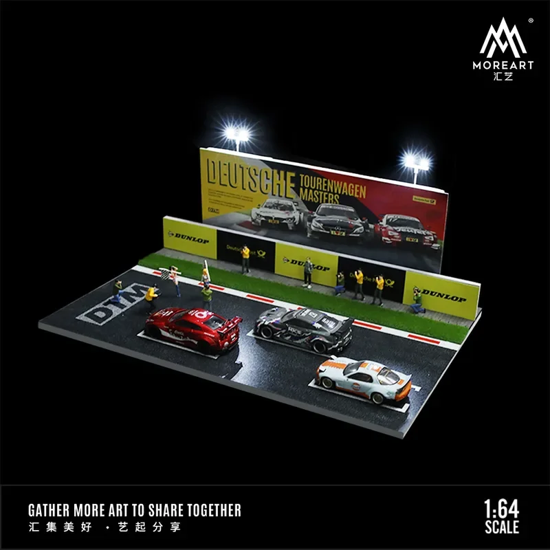 MOREART&TIME MICRO1:64 simulation alloy car toy car storage display light ornaments collection,Racing car assembled model scene