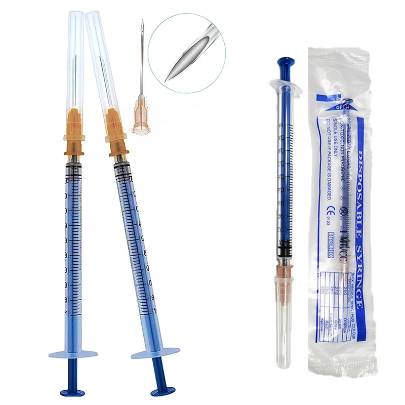 10/30/50 Stück Einweg-Laborspritzen mit 1 ml Fassungsvermögen und 1-Zoll-Nadel, für Viehfütterung und Injektionen, einzeln versiegelte Verpackung, 2,5 ml, 5 ml – Detail 6