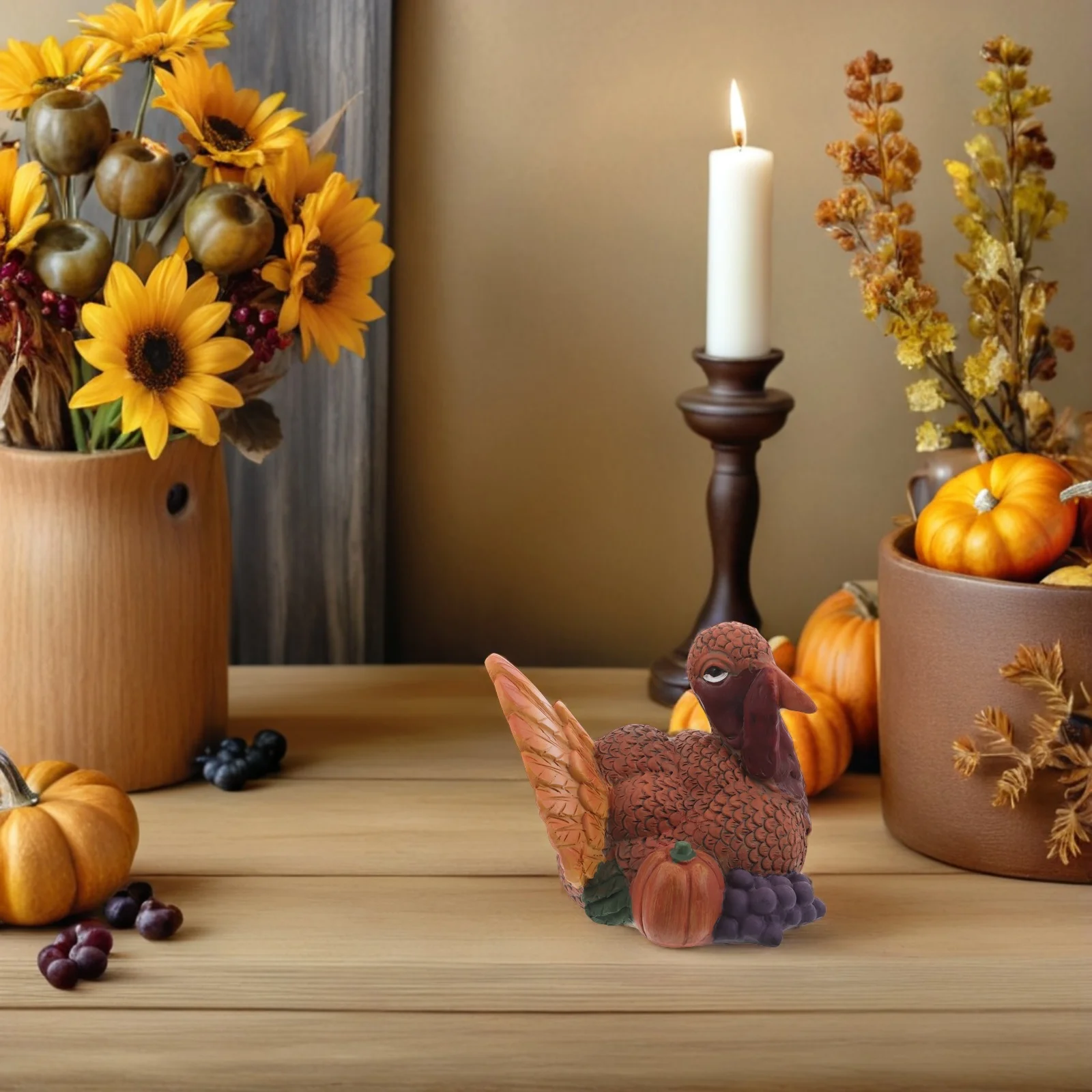 

Thanksgiving Turkey Decoration Resin Yard Decorative Fall Mini Sculptures s