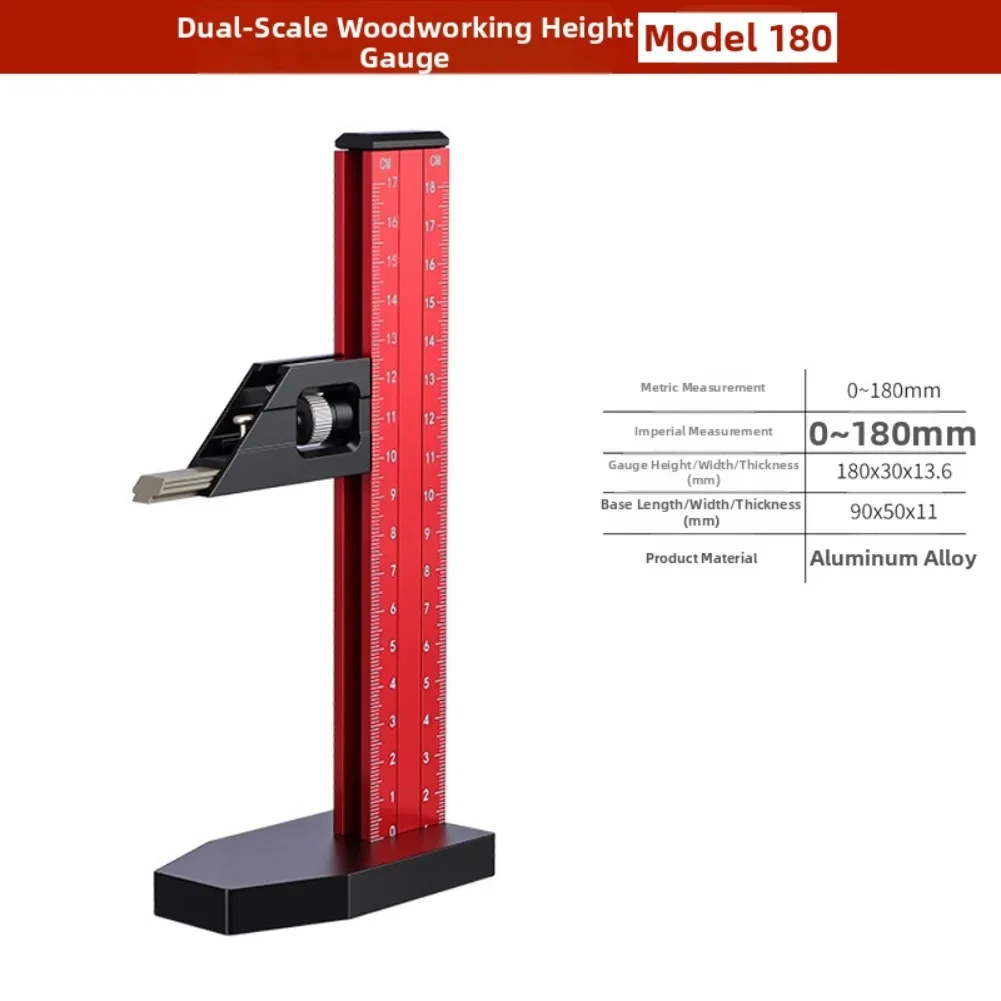 Multi-Functional Woodworking Height Ruler with Fine Tuning Adjustment and Dual Metric/Imperial Scale for Woodworkers