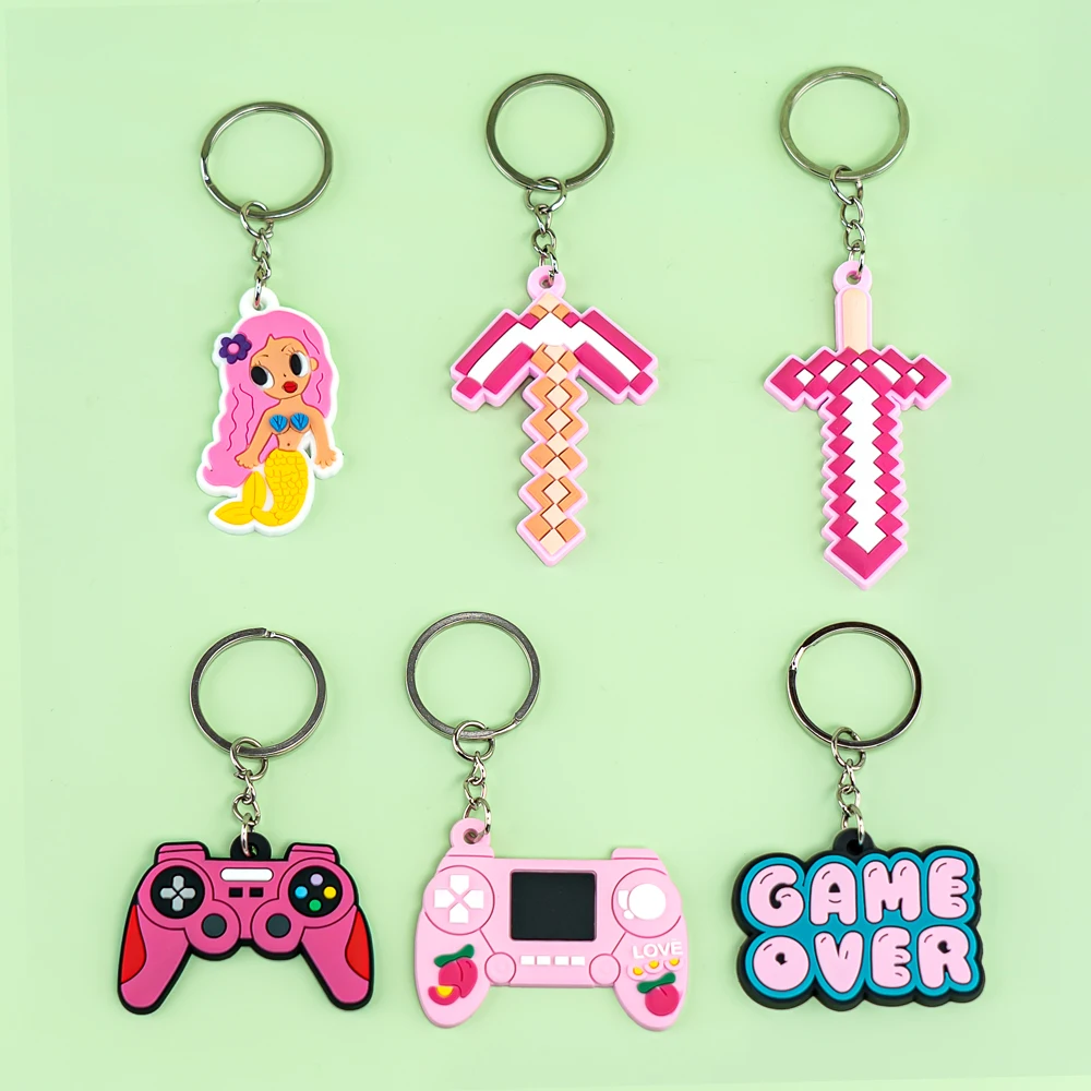 1PCS Cartoon Keychain Cute Pink Pig Unicorn Keyring Kawaii Pink Dice Key Chain fit Women Girl Car Key Accessories Friends Gifts