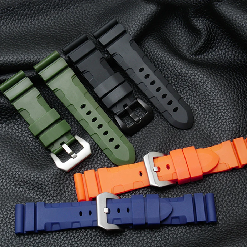 High Quality Rubber Watch Strap for the Panerai Diving Series 1164 PAM01209 Black Silicone Waterproof Strap 22mm 24mm 26mm