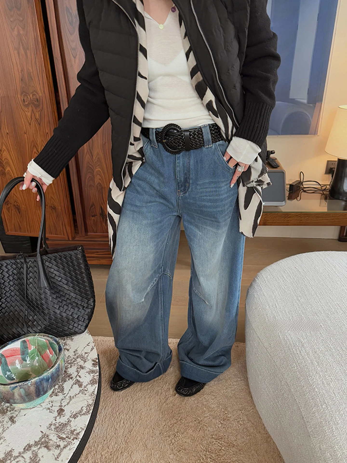 

Женские джинсы с подкладкой из флиса, прямые, облегающие, длинные, повседневные, синие, с завышенной талией