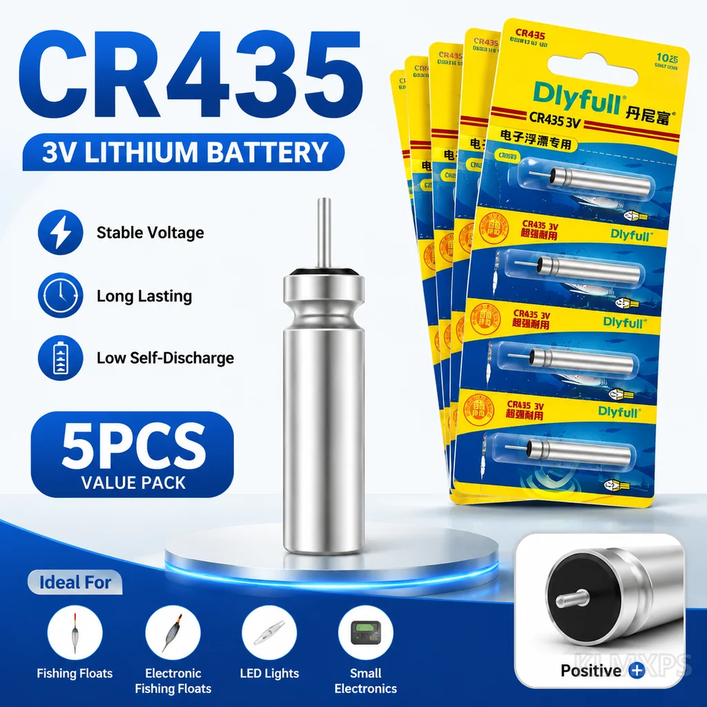 CR435 3V Fishing Float Battery for Electronic Fishing Floats Night Fishing Bobber Battery for Luminous Float Tackle