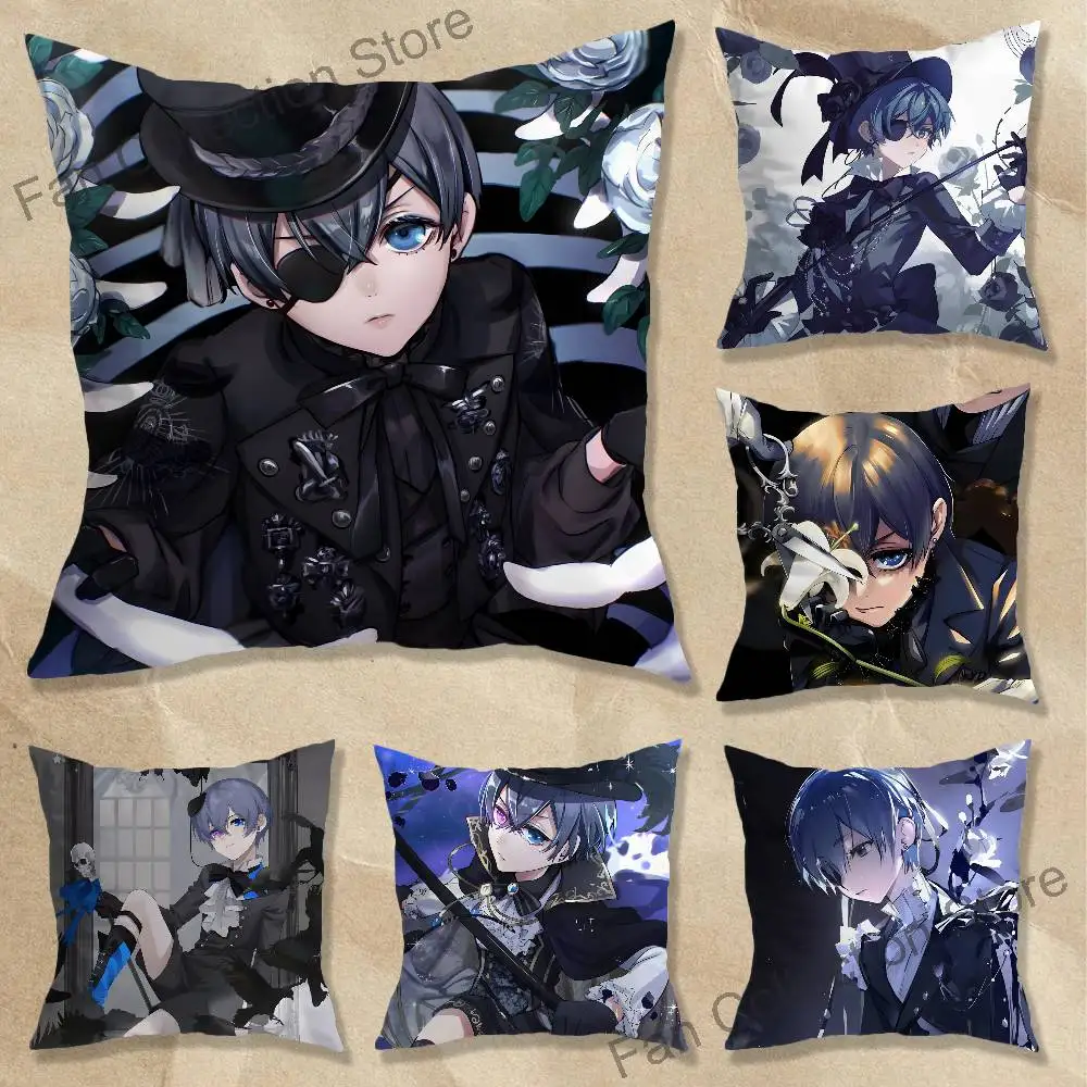 Black Ciel PhantomhiveB-Butler  Pillow Case For Sofa Decor Car Office Room Printing Cushion Cover Decorations and Protector