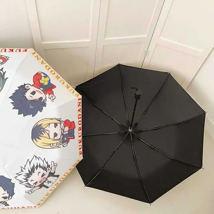 Anime Haikyuu!! Cosplay Fold Volautomatische Cartoon Zonnebrandcrème Zonnescherm Winddichte Paraplu Schattige Verjaardag Kerstcadeau Stuur Vriend