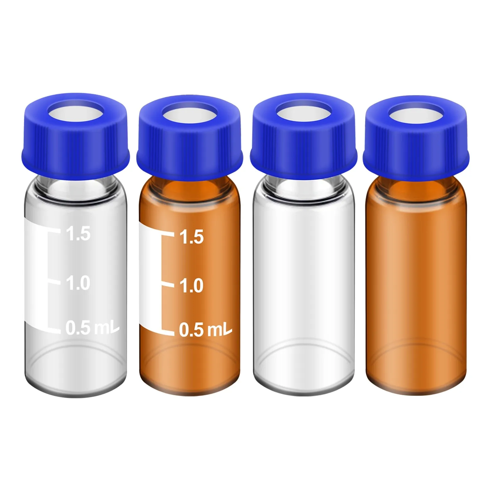 DXY 1.5mL HPLC Lab Sample Vials with Screw Caps, Clear & Amber Glass Bottles for Chromatography Analysis
