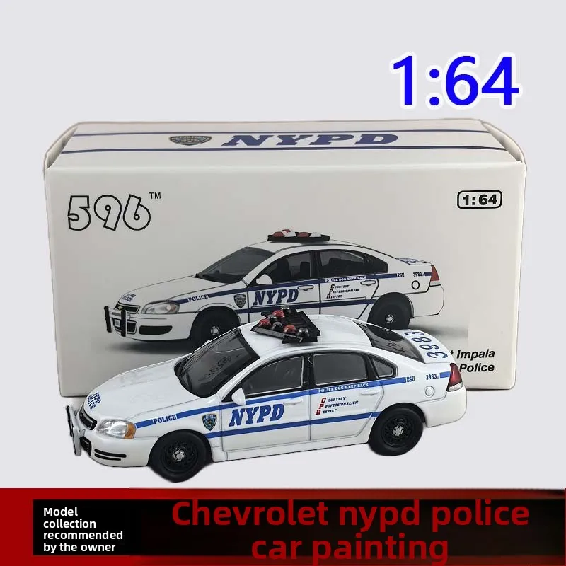Литой под давлением 1:64 масштаб Chevrolet Impara NYPD Нью-Йоркский полицейский отдел окрашенный сплав модель автомобиля Коллекционная игрушка в подарок сувенирный дисплей