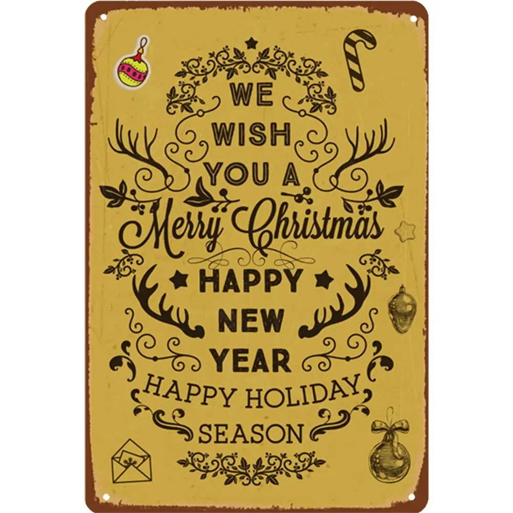Festive Merry Christmas Metal Tin Sign  Cartoon Elk  Santa Claus  Iron Painting for Home Bar Cafe Pub  Wall Art Decoration Pl