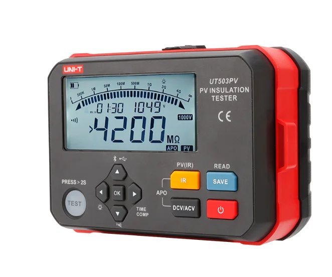 500v/1000v output PC USB link Bluetooth APP data transmission photovoltaic insulation resistance tester UT503PV