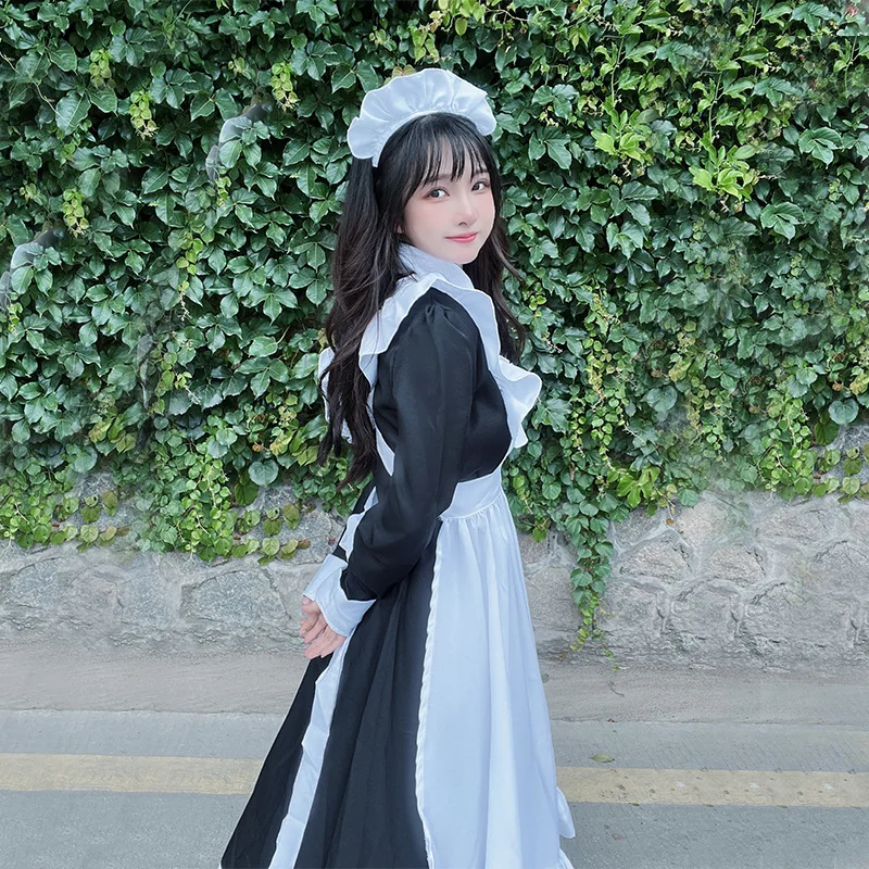 Cosplay Zwarte En Witte Klassieke Jurk Met Lange Mouwen Meid Jurk Japanse Uniform Lieve Meisjes Jurk Meid Jurk