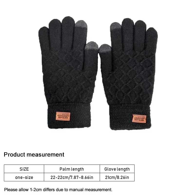 Autumn Winter Version of The Touch Screen Knitted Wool Plus Velvet Thickening Outdoor Riding Gloves for Men Accessories Gifts