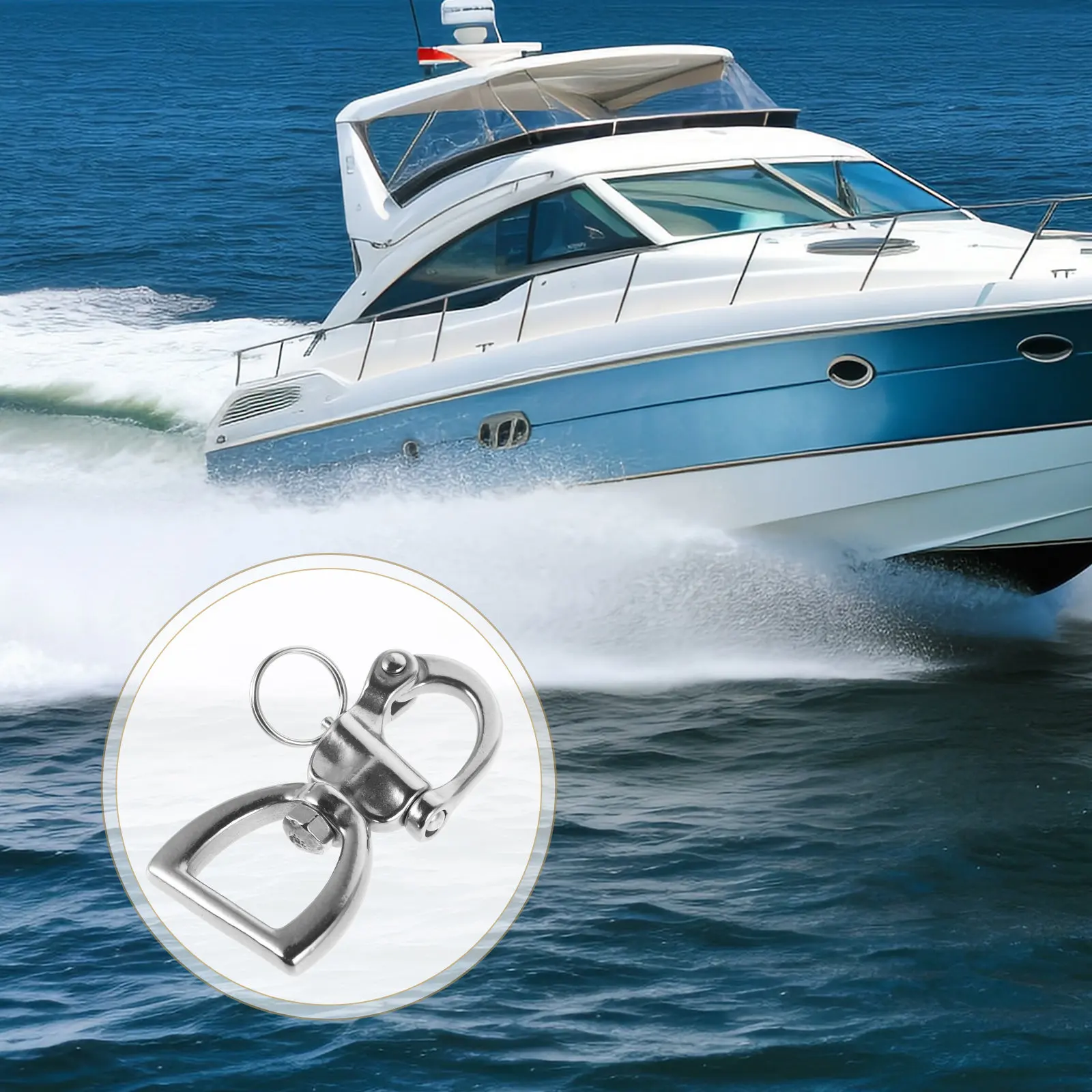 Stainless Steel Rotating Spring Buckle Swivel Carabiner for Outdoor Sailing, Boating, and Yachting