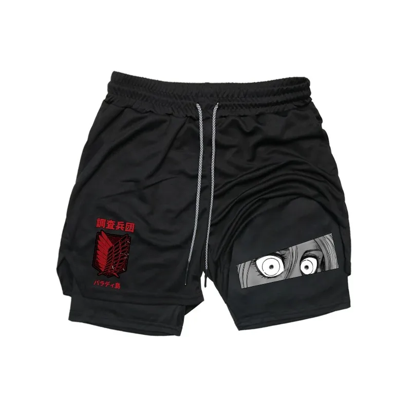 

Design Pattern Loose Casual Shorts AttackTitan Men American Y2K Harajuku Oversized Fashion Versatile 2in1 Running Workout Shorts