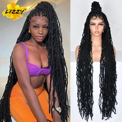 Synthetic Full Lace Braided Wigs Locs Crochet Braids Hair For Black Women 40 Inch Long Curly Wavy Pre Looped Soft Braiding Wig