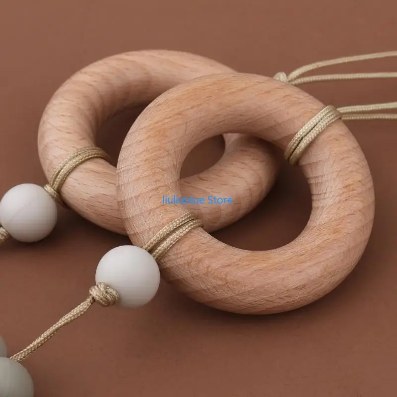 1 قطعة طفل للعب الصالة الرياضية الإطار عربة معلقة المعلقات حلقة خشبية عضاضة المولي 62CF