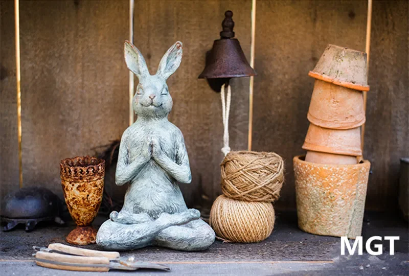 

[New] European Creative resin sculpture Yoga rabbit modern home garden decoration crafts living room decoration statues