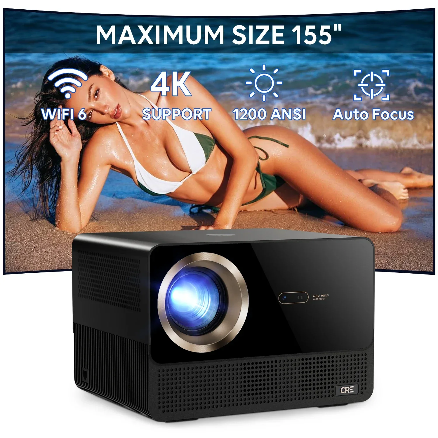 CRE CR67 home theater smart tv full HD proyector contrast 4K WIFI portable digital LED projector