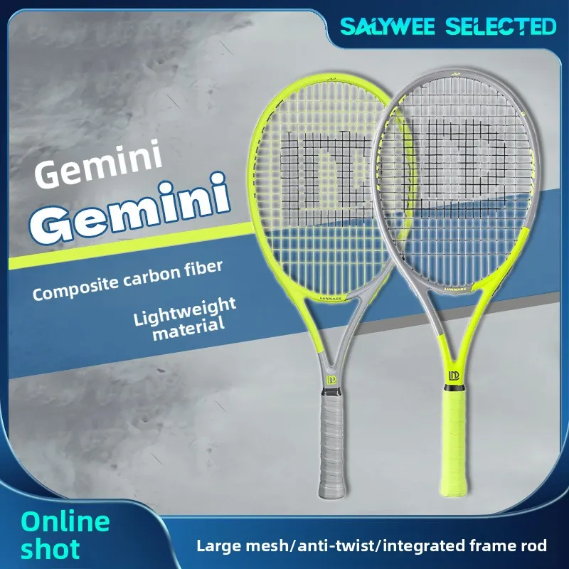 

Встроенная профессиональная теннисная ракетка из углеродного волокна для взрослых, амортизирующая легкая большая ракетка для начинающих, одинарная ракетка