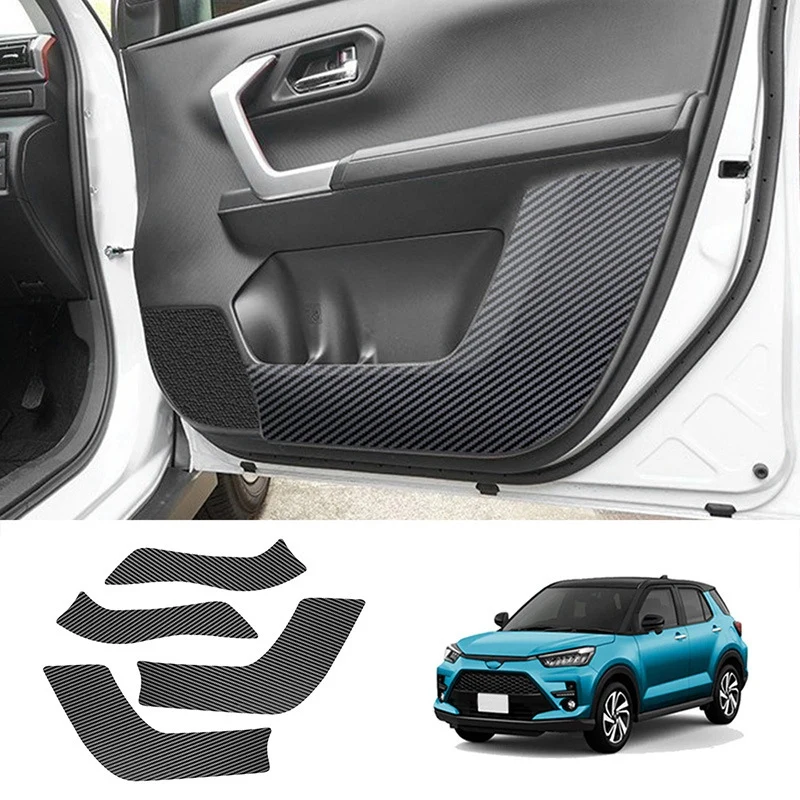 4Pcs Car Door Anti-Kick Mat Anti-Scratch Door Mat Car Door Anti-Kick Protective Cover for Toyota Raize 2020