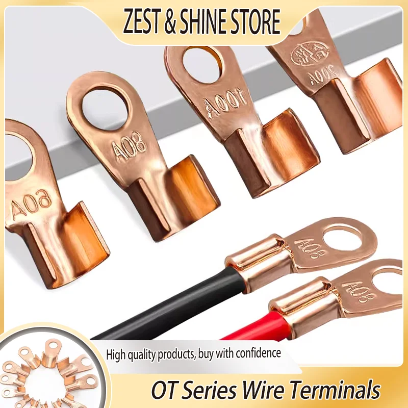 

2 ~ 50pcs OT Terminal OT3A ~ OT1000A Wire Terminals Electrical Copper Bare Battery Lug Ring Crimp Non-Insulated Wire Connector