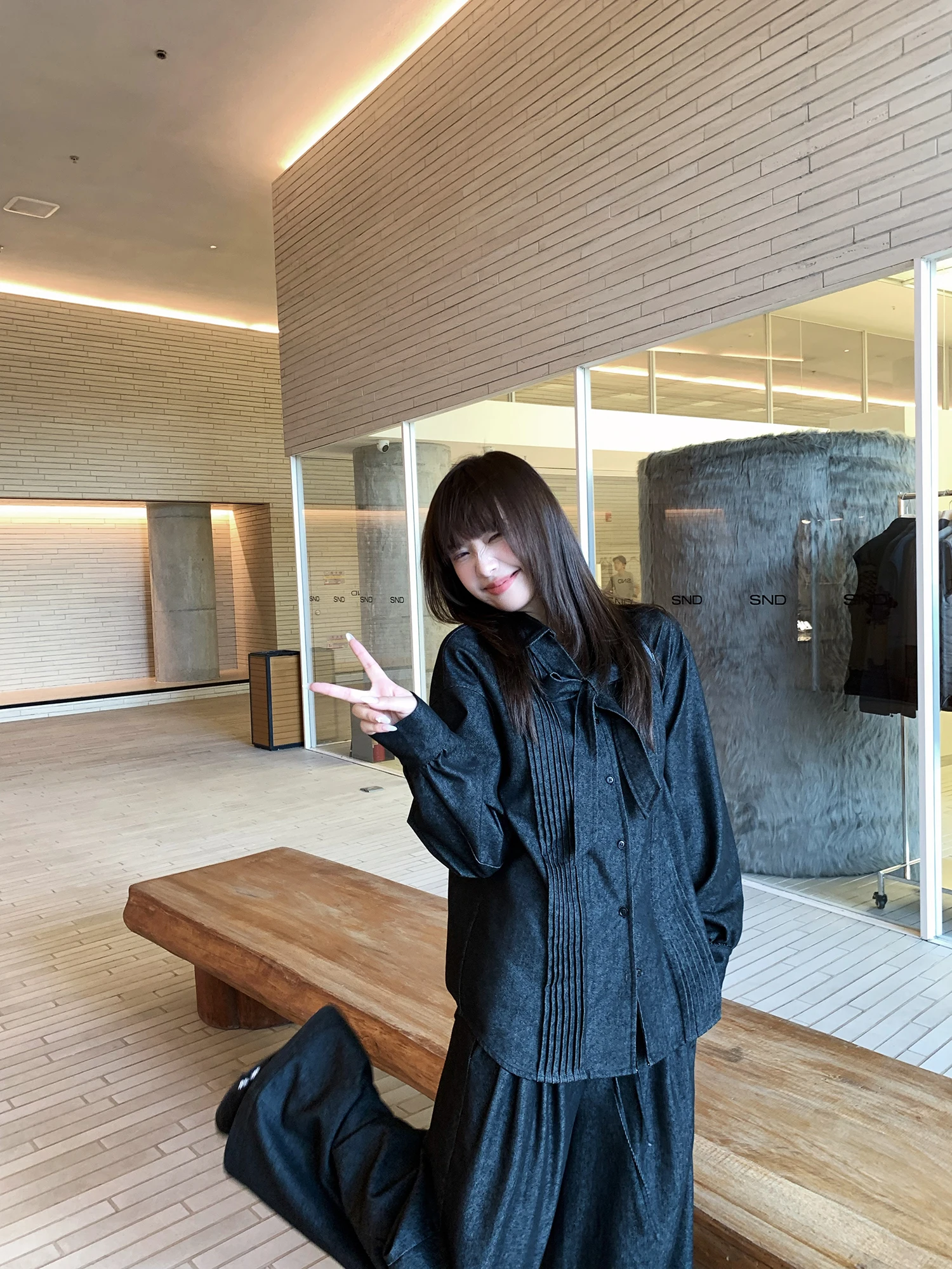 

Xiao Jun Jun Britney Original Denim Sister Set 3D Knot Tu Jeans irt And Jeans Casual Faion Women's Ensemble