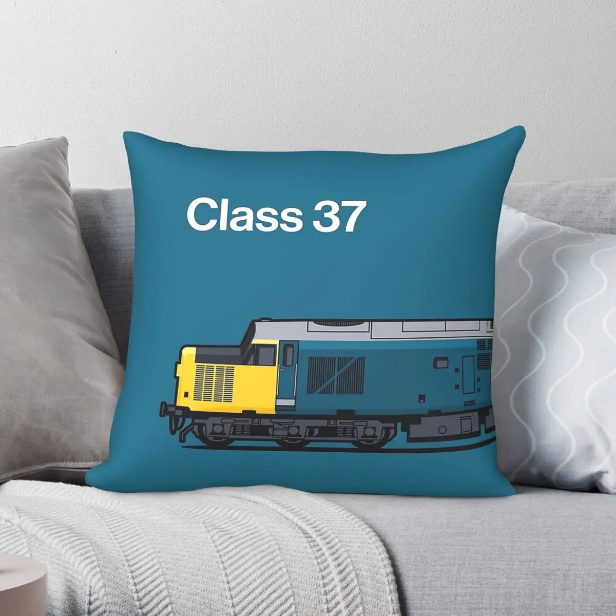 Class 37 Br Blue Diesel Train Square Pillowcase Polyester Linen Velvet Printed Zip Decor Throw Pillow Case Home Cushion Cover