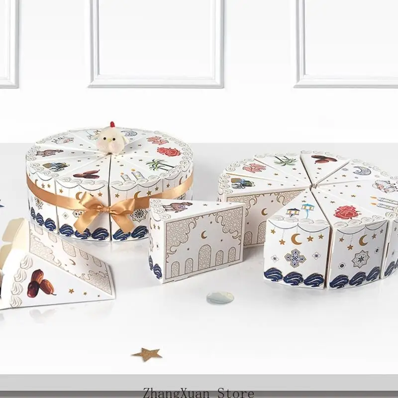 10 Stück dreieckige Kuchenform-Geschenkverpackungsboxen für Hochzeit, Geburtstag, Feier, 3 x – Detail 2