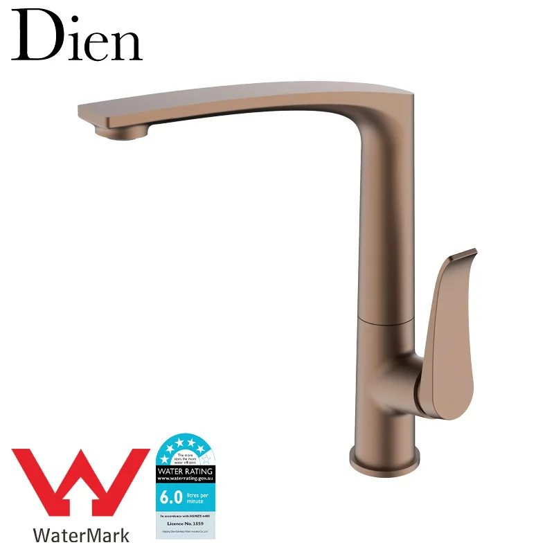 Luxury Brass Kitchen sink faucet Top Quality Modern Single Hole Copper Kitchen mixer Tap Hot Cold water One Handle,Brushed Gold image 2