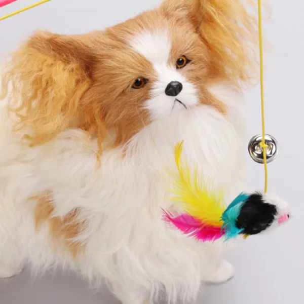 

Kitten Cat Mouse Teaser Rod Random Color Elastic Cord Bell Cat Dangler Kitten Teaser