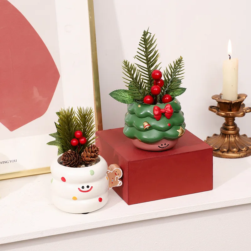 عيد الميلاد موضوع المزارعون النضرة الراتنج الأواني الزخرفية للمنزل الديكور هدية فكرة حاوية الخضرة احتفالية