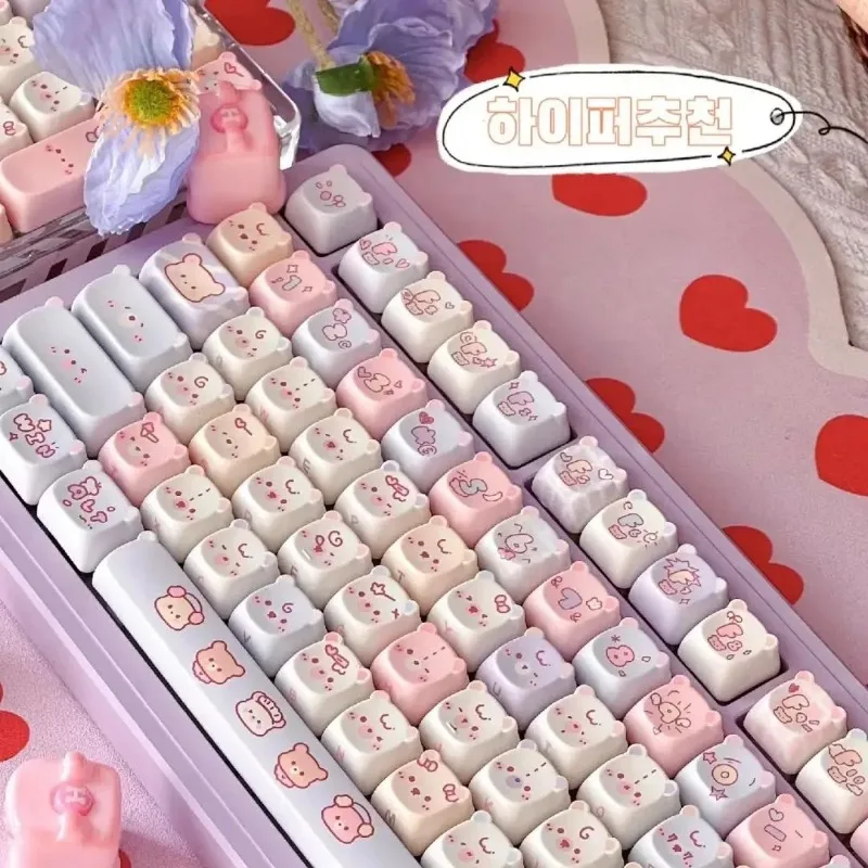 Imagem -04 - Keycaps para Teclado Mecânico Mifuny Bear Keycaps Grupo Cute Keycaps Sublimação Oem Alice Gift 2.25 u 2.75u