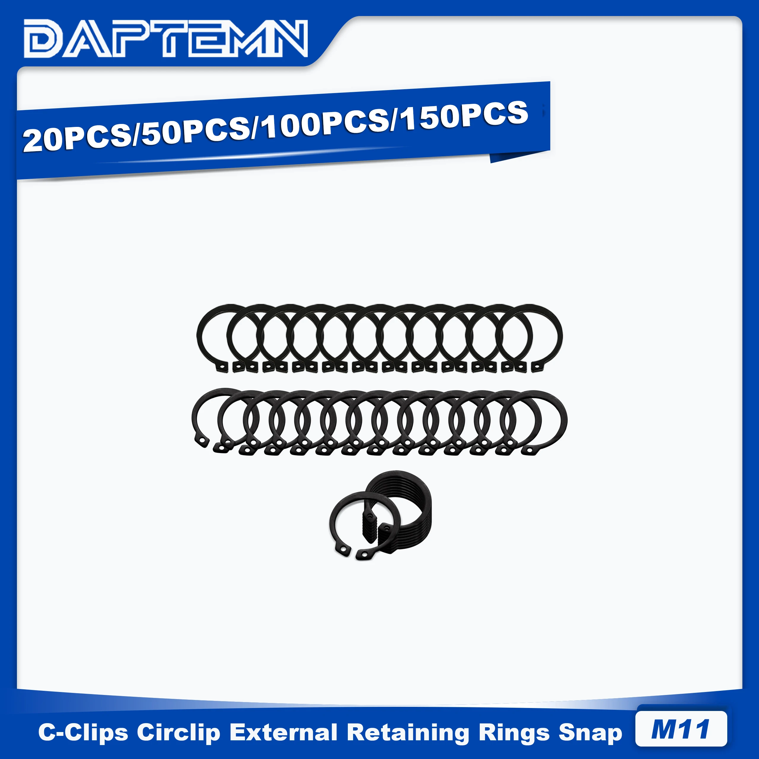 M12 C-Clips External Retaining Rings, Circlip Snap Retaining C-Clips Black Alloy Steel Rings 20PCS 50PCS 100PCS 150PCS