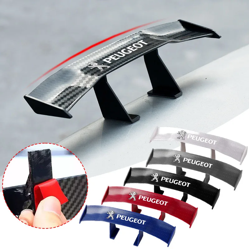 Mini spoiler traseiro de carro de fibra de carbono, mini asa pequena, modelo de decoração para peugeot 407 508 2008 5008 307 308 3008 206 207 208 107