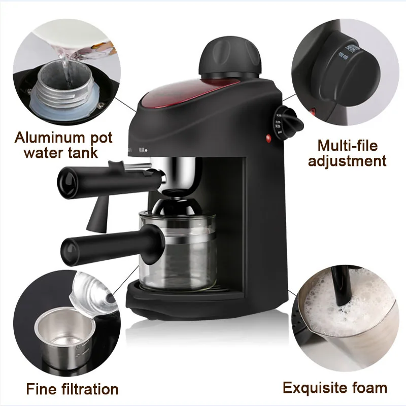 Бытовая полуавтоматическая итальянская кофемашина, многофункциональная маленькая коммерческая машина высокого давления для паровой пены с молоком