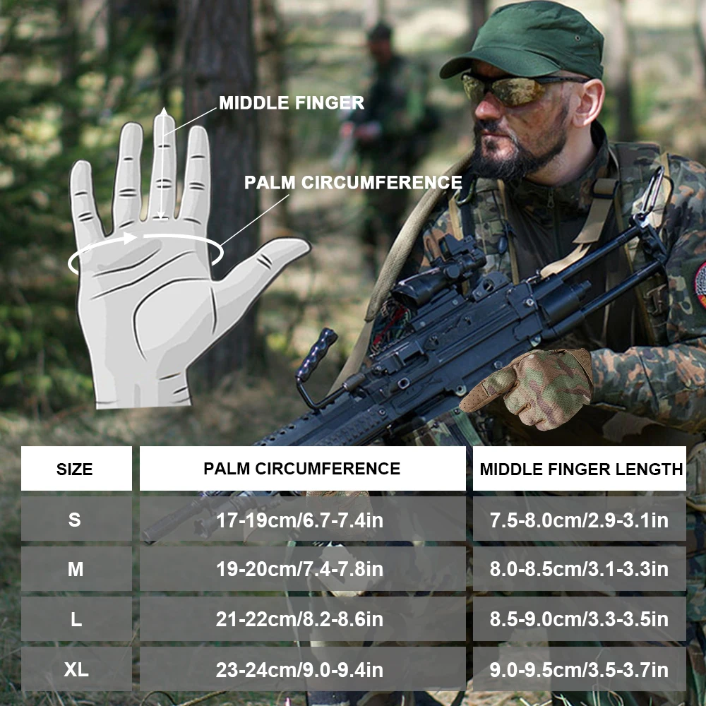 Touch Screen Tactical Gloves Anti Slip Palm Breathable Outdoor Sport Wear-Resistant Paintball Fishing Hunting Full Finger Mitten