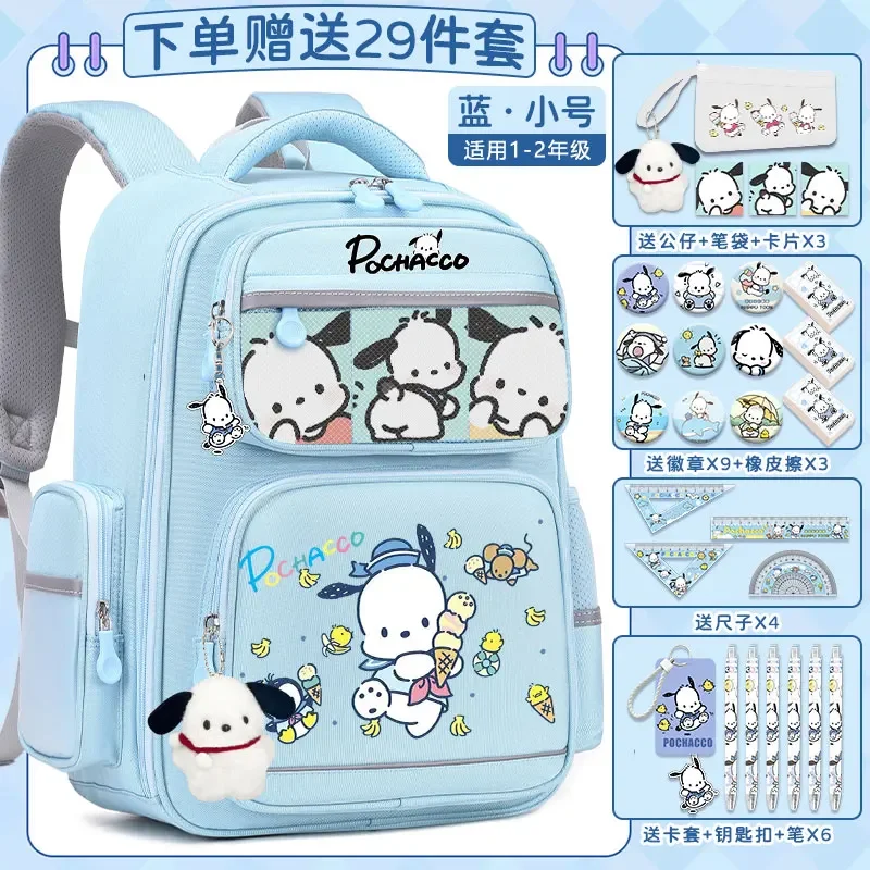 Sanrio mochila escolar para estudiantes, mochila impermeable con estampado de dibujos animados, resistente a las manchas, informal y ligera