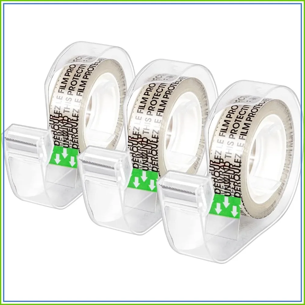 Double Sided Tape with Dispenser, 1/2 x 252 inches, Translucent, 3-Pack