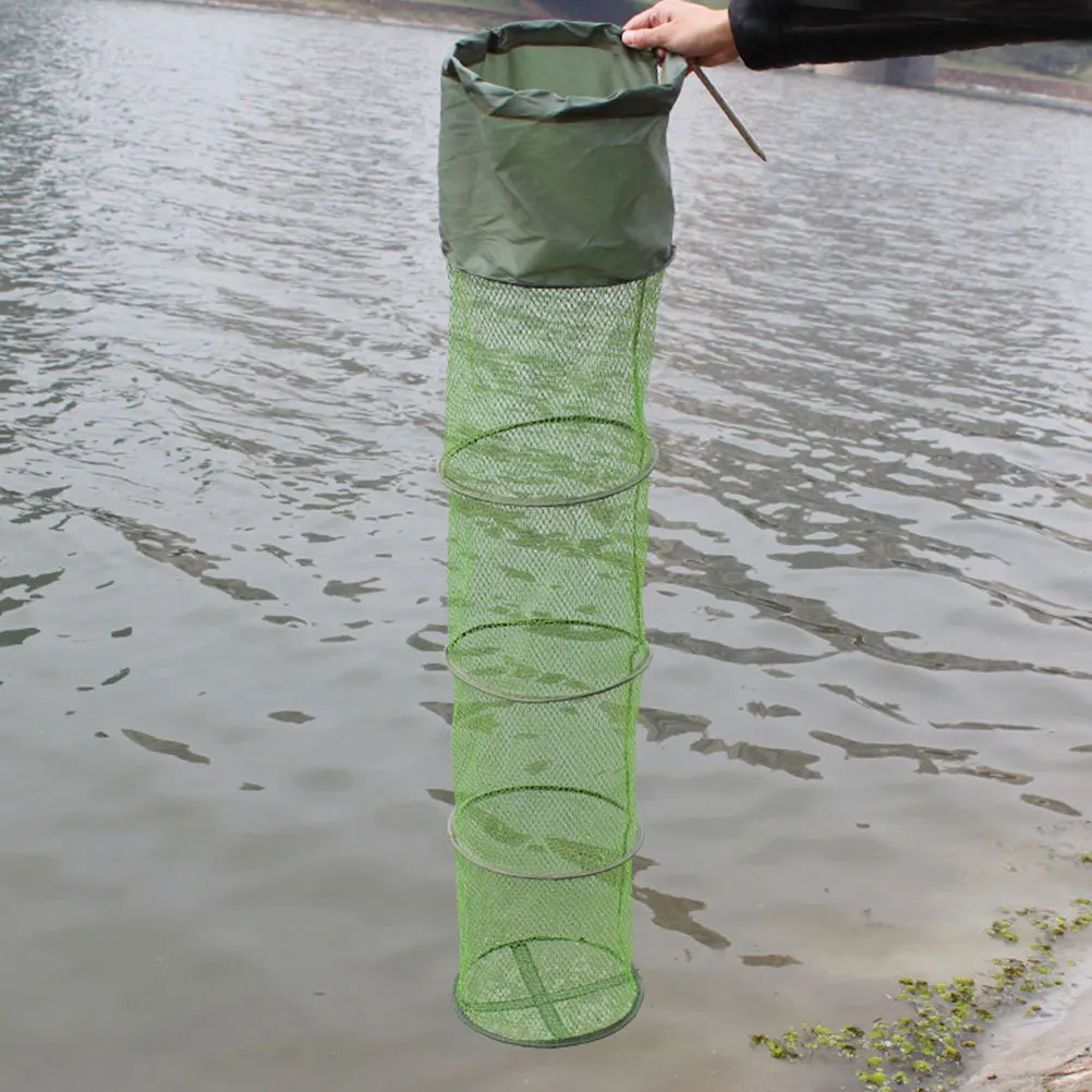 

Compact Fishing Locating Basket Foldable Durable Mesh Fish Guard Basket Practical Fishing Storage Net Fish Guard Baskets