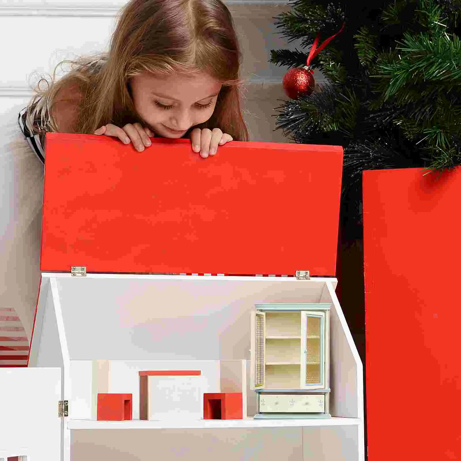 Armadietto per scaffali per casa delle bambole, modello di armadietto per decorazioni, armadietto in legno per accessori per mobili per bambini giocattolo