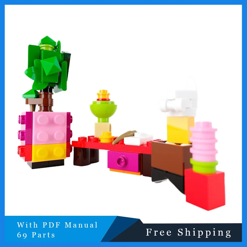 69-onderdelen MOC Flower Planting Studio Bouwstenen Model Educatief DIY-montagespeelgoed voor kinderen Verjaardag Kerstcadeaus